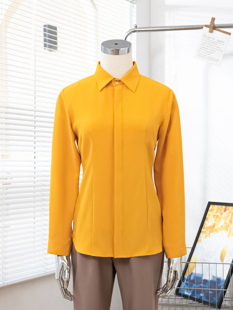 ÁO SƠ MI TAY DÀI CHIẾT EO AB0408 Vàng