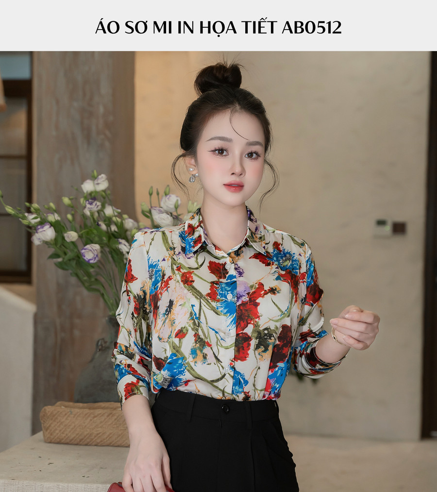 ÁO SƠ MI HỌA TIẾT HOA AB0512