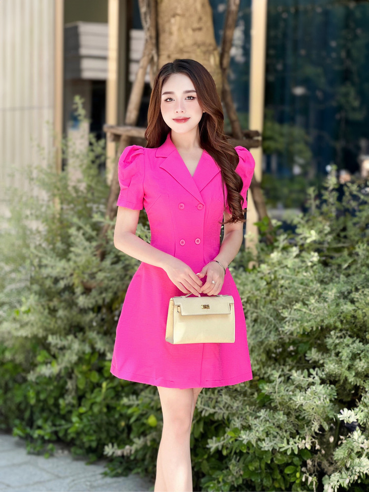 ĐẦM NGẮN CHỮ A AB0382 Hồng Sen
