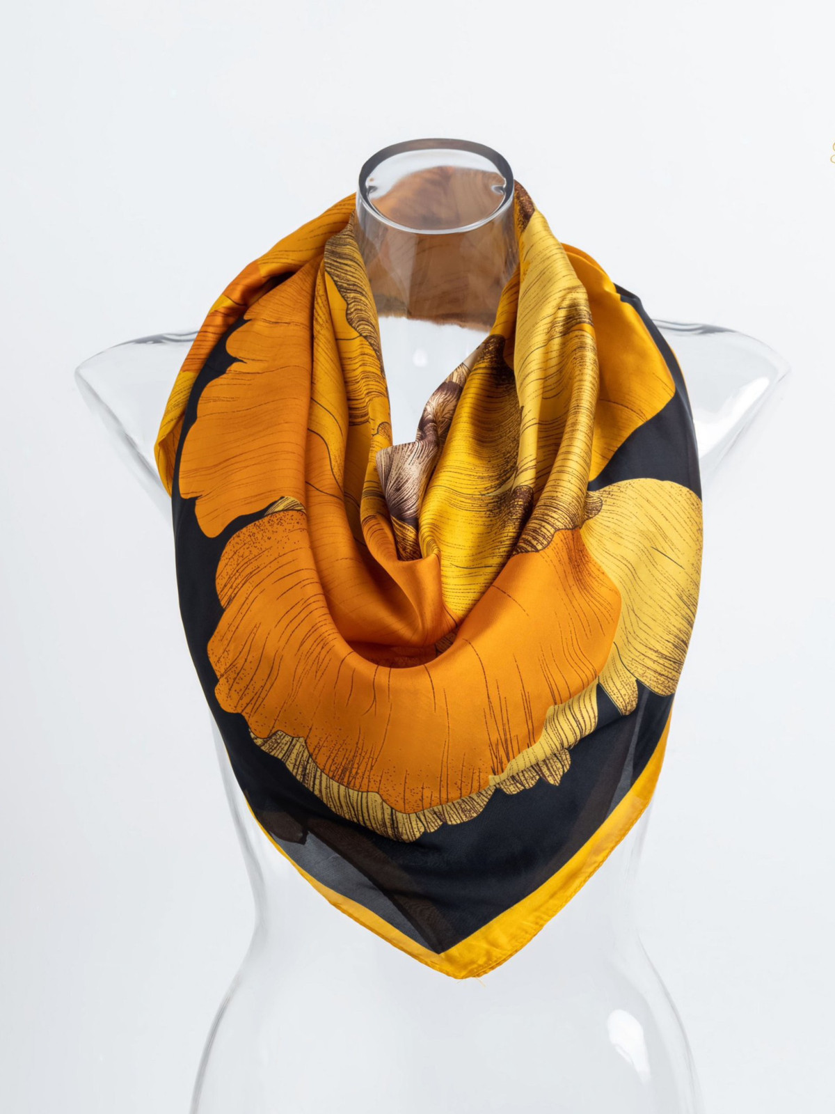 KHĂN LỤA K0003 HỌA TIẾT LÁ HOA VÀNG