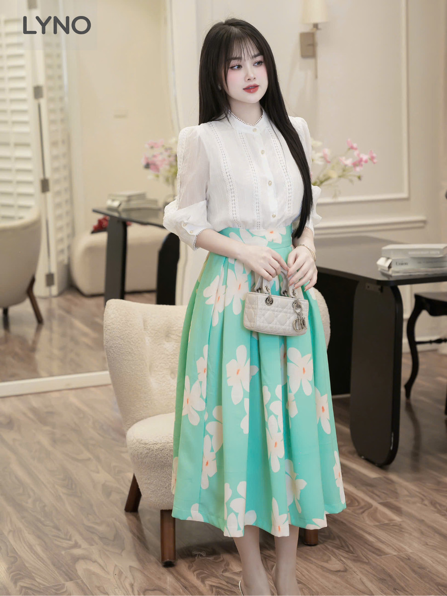 CHÂN VÁY XẾP LY HỌA TIẾT TK0075