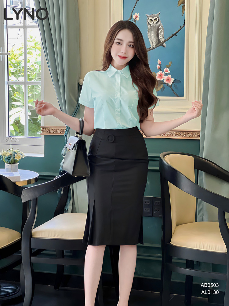 ÁO SƠ MI CHIẾT EO TAY NGẮN AB0503
