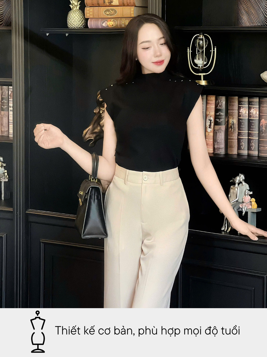 ÁO LEN CỔ LỌ ĐÍNH HẠT CƯỜM Ở VAI AL0790 