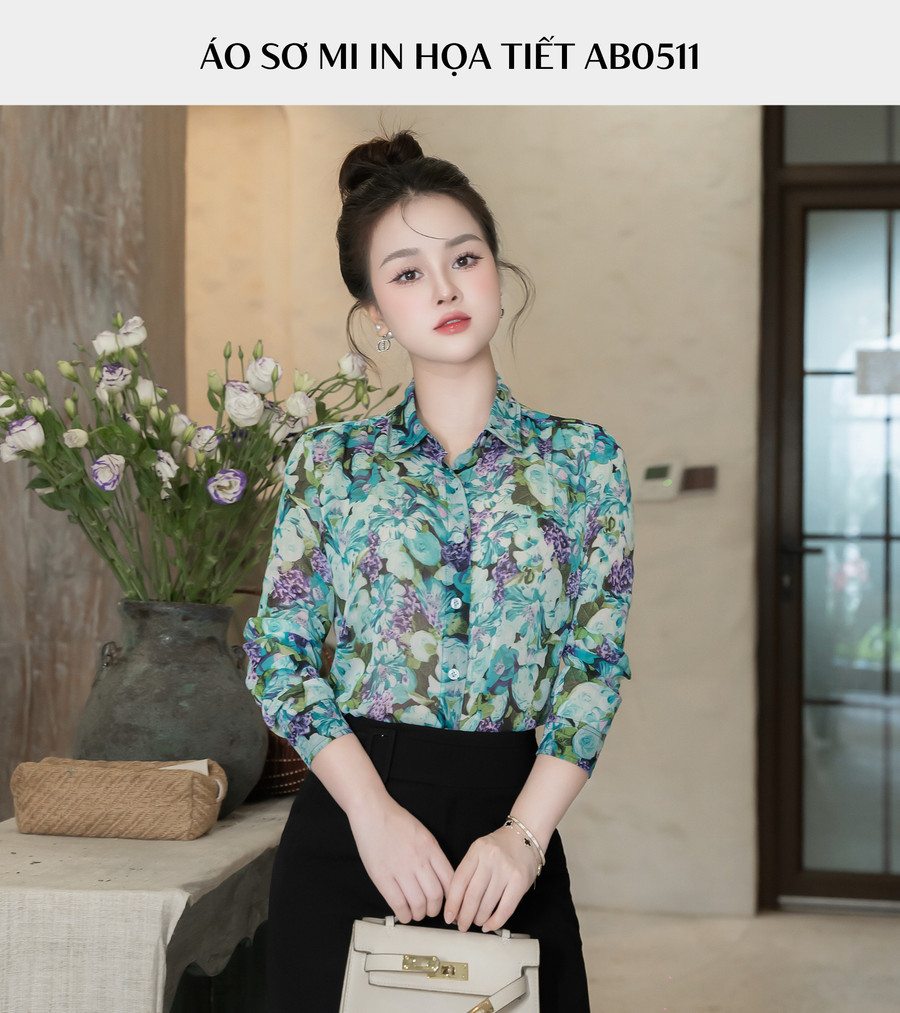 ÁO SƠ MI HỌA TIẾT HOA AB0511
