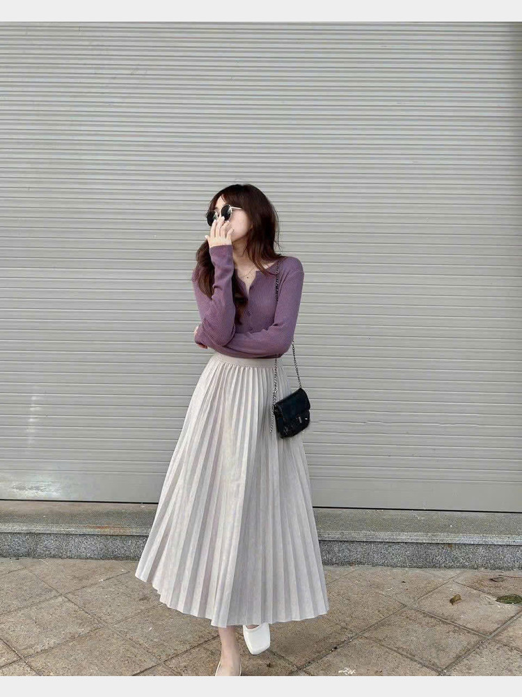 CHÂN VÁY XẾP LY AL0585 Kem