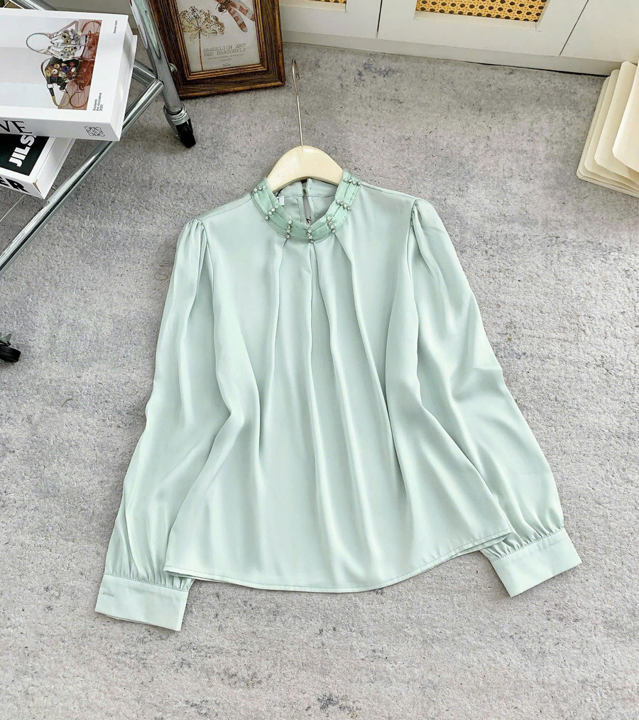 ÁO SƠ MI LỤA CỔ TRÒN HI0026