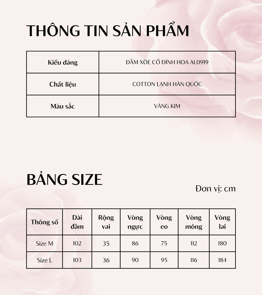 ĐẦM CỔ ĐÍNH HOA AL0919