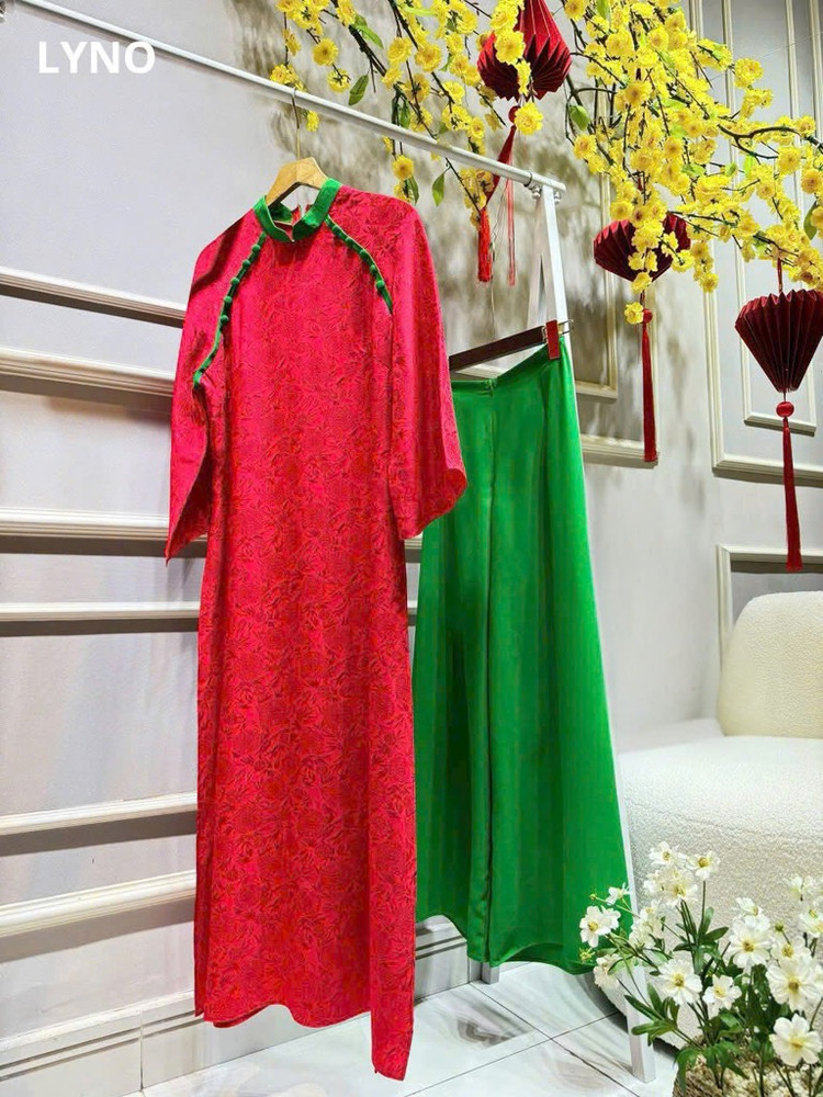 SET ÁO DÀI CÚC HAI BÊN AL0825 Đỏ