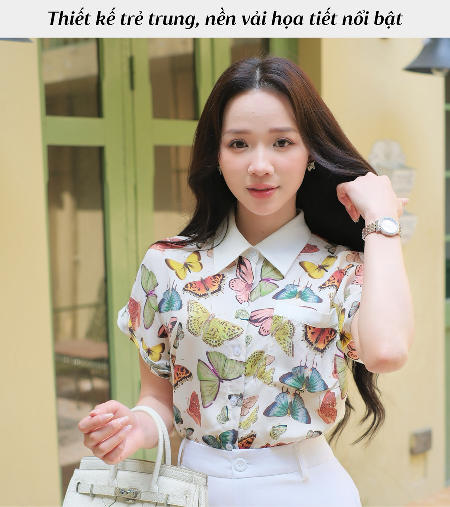 ÁO SƠ MI LỤA CUPRO BƯỚM NGẮN TAY AB0502