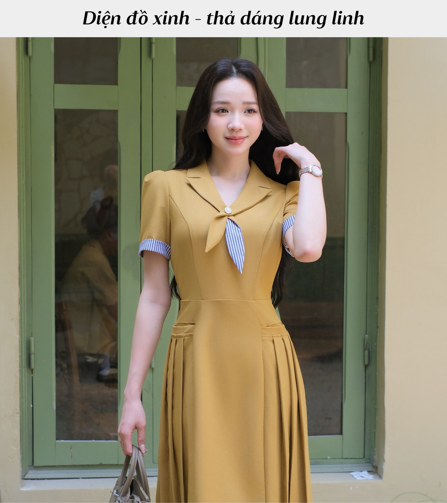ĐẦM XẾP LY HAI TÚI CẠNH AL0921