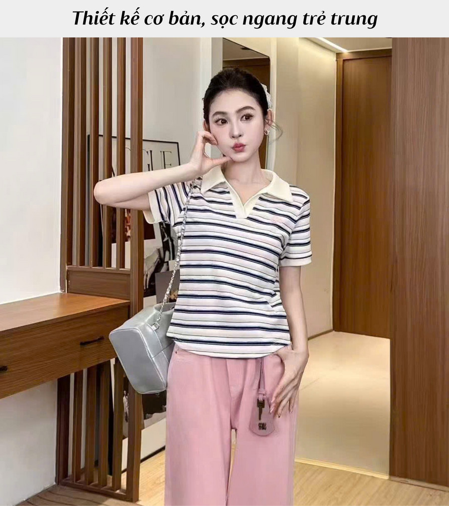 ÁO THUN SỌC NGANG CÓ CỔ AL0959