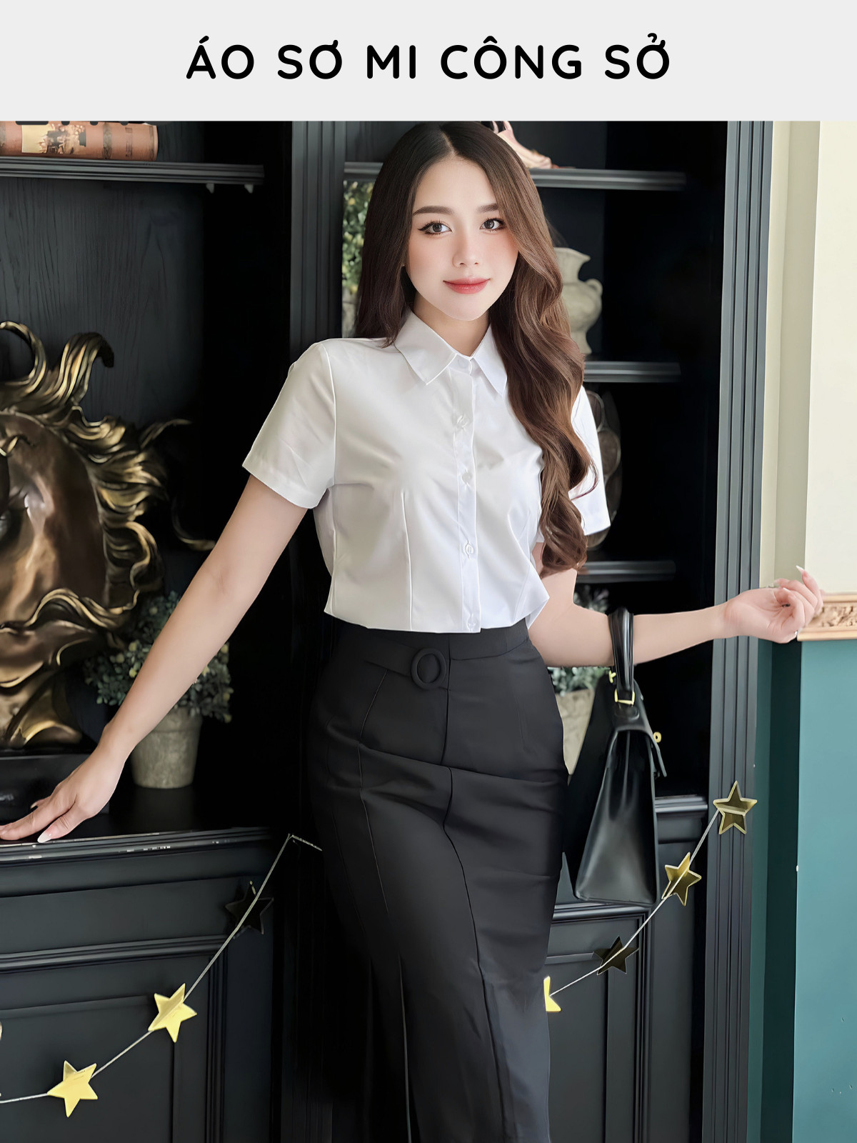 ÁO SƠ MI CHIẾT EO TAY NGẮN AB0483
