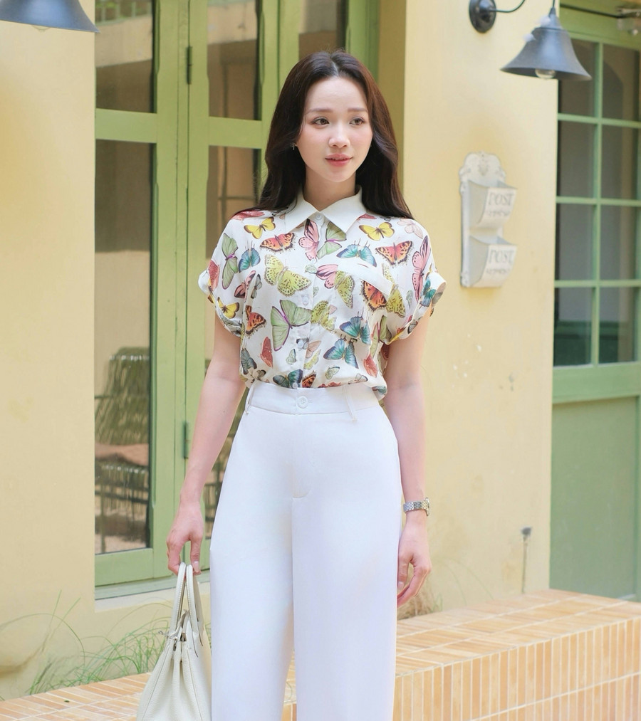 ÁO SƠ MI LỤA CUPRO BƯỚM NGẮN TAY AB0502