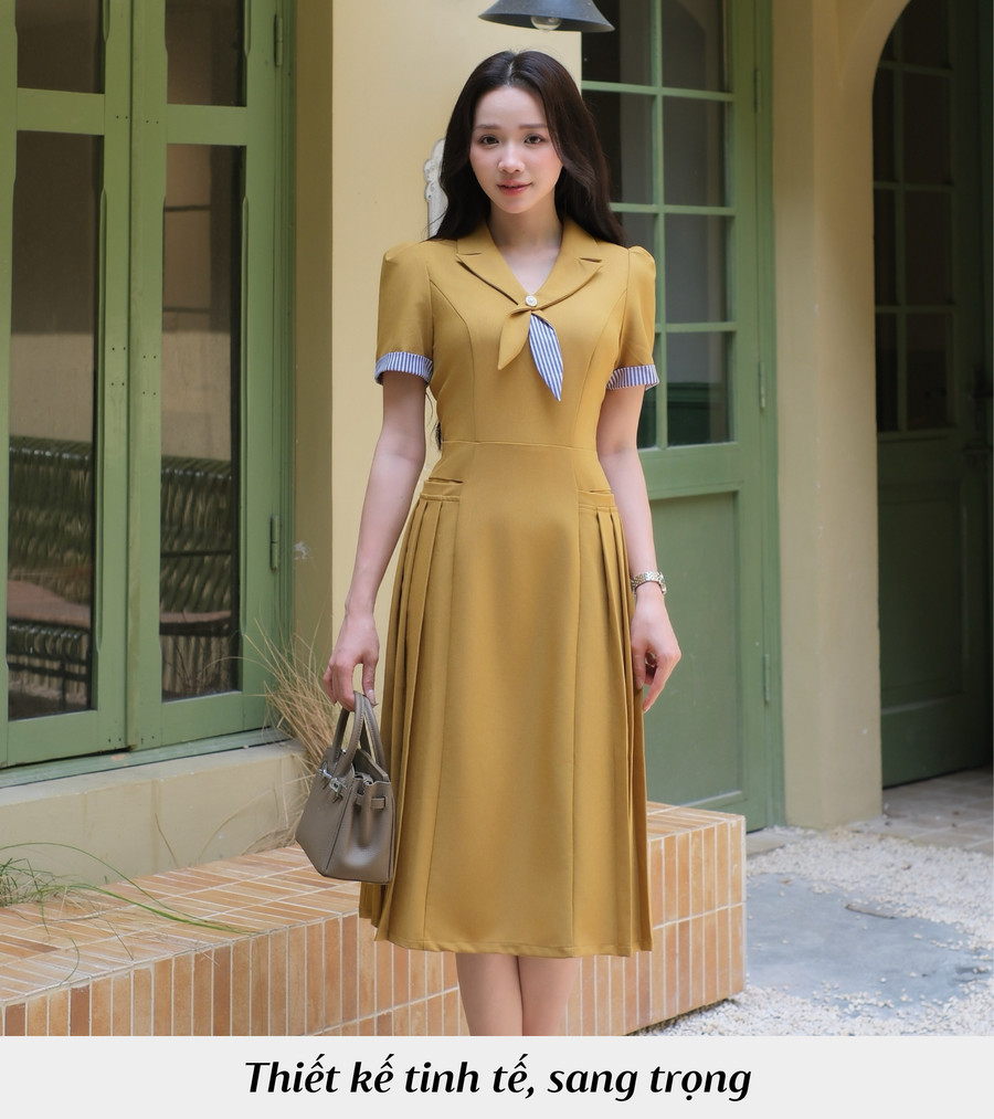 ĐẦM XẾP LY HAI TÚI CẠNH AL0921