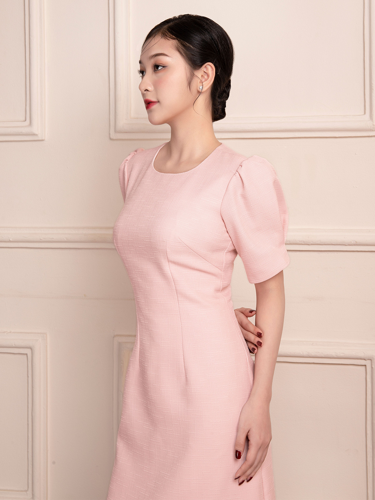 Đầm Công Sở Dáng Chữ A Linen Gân AB0280