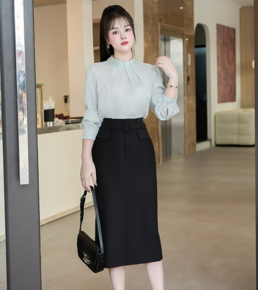 ÁO SƠ MI LỤA CỔ TRÒN HI0026