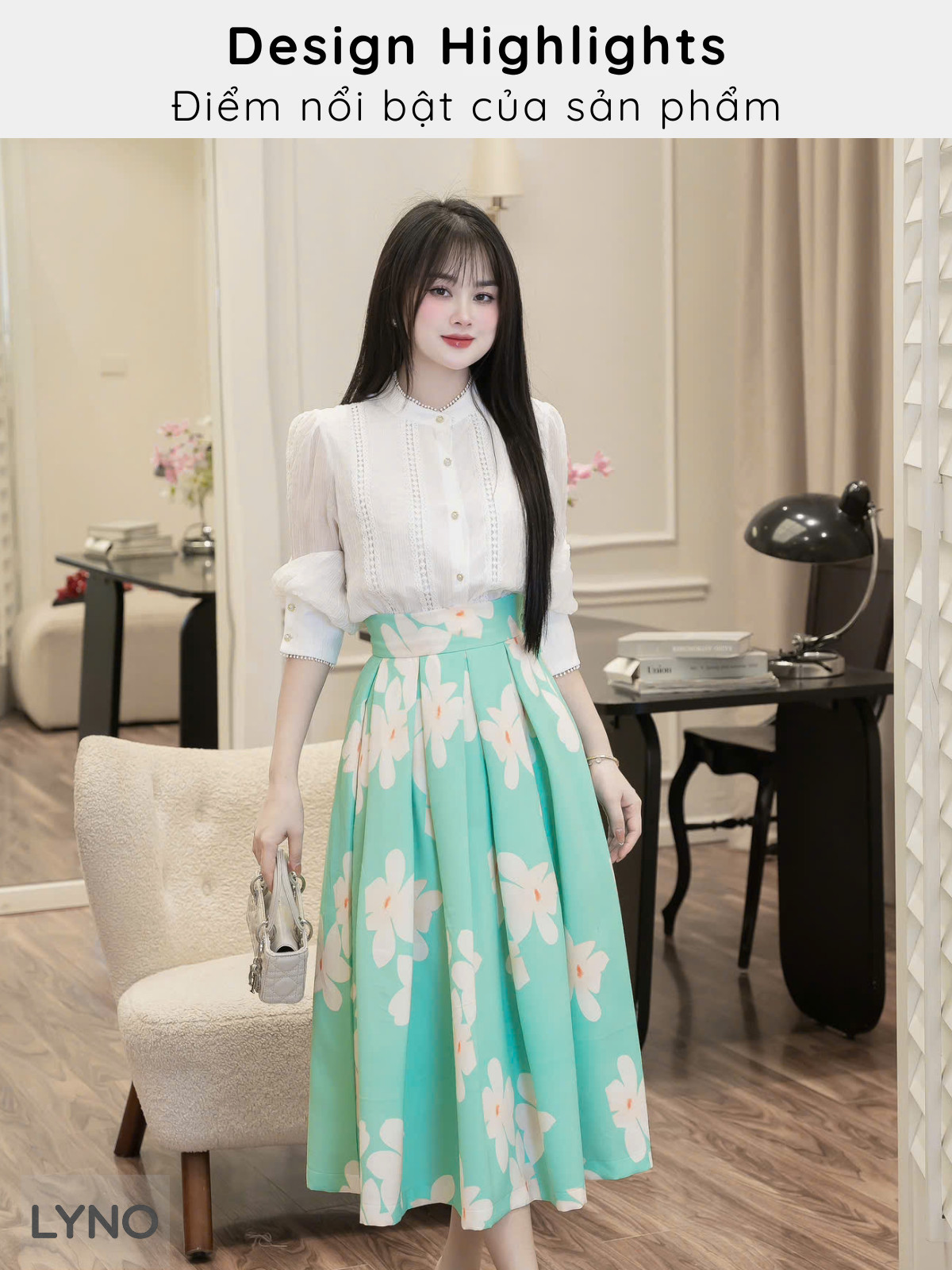 CHÂN VÁY XẾP LY HỌA TIẾT TK0075