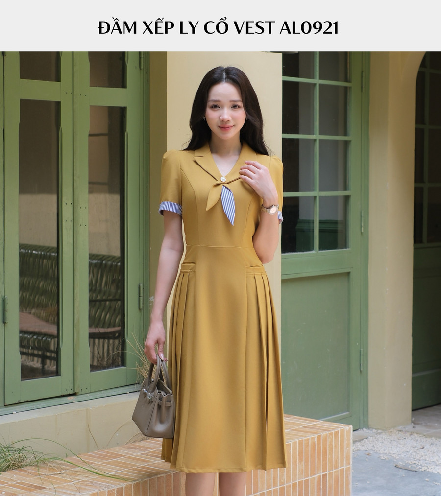 ĐẦM XẾP LY HAI TÚI CẠNH AL0921