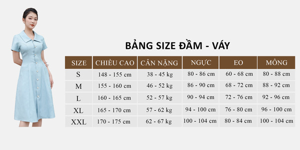 Bảng Chọn Size ĐẦM XÒE TAY BỒNG AB0303