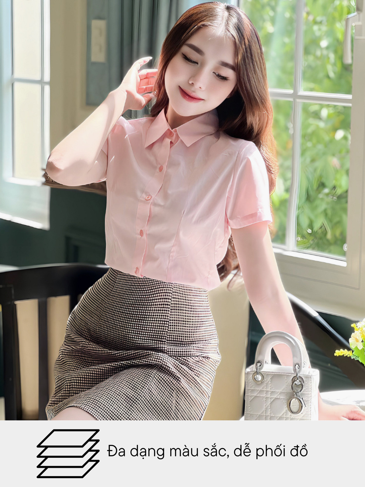 ÁO SƠ MI CHIẾT EO TAY NGẮN AB0483