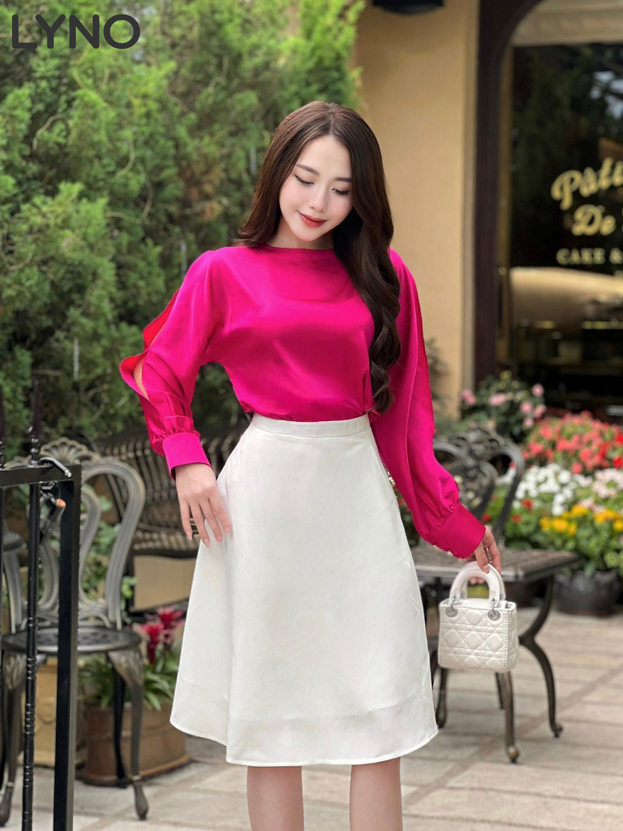 ÁO LỤA CỔ TRÒN TAY XẺ AB0485