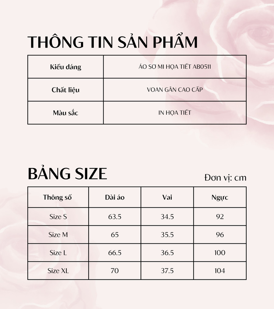 ÁO SƠ MI HỌA TIẾT HOA AB0511