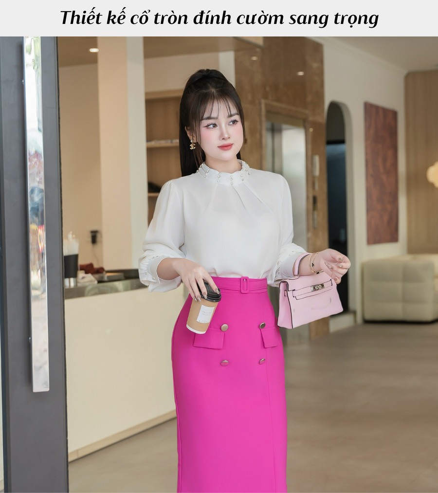 ÁO SƠ MI LỤA CỔ TRÒN HI0026