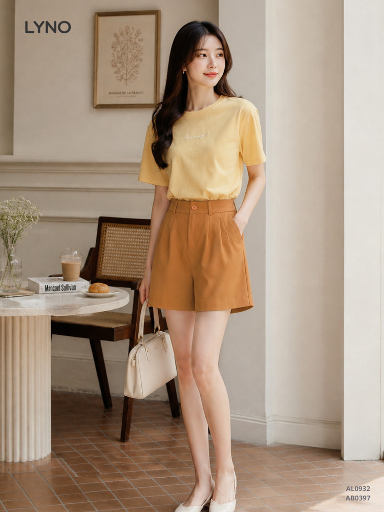 ÁO THUN NGẮN TAY FORM RỘNG AL0932 Vàng Nhạt
