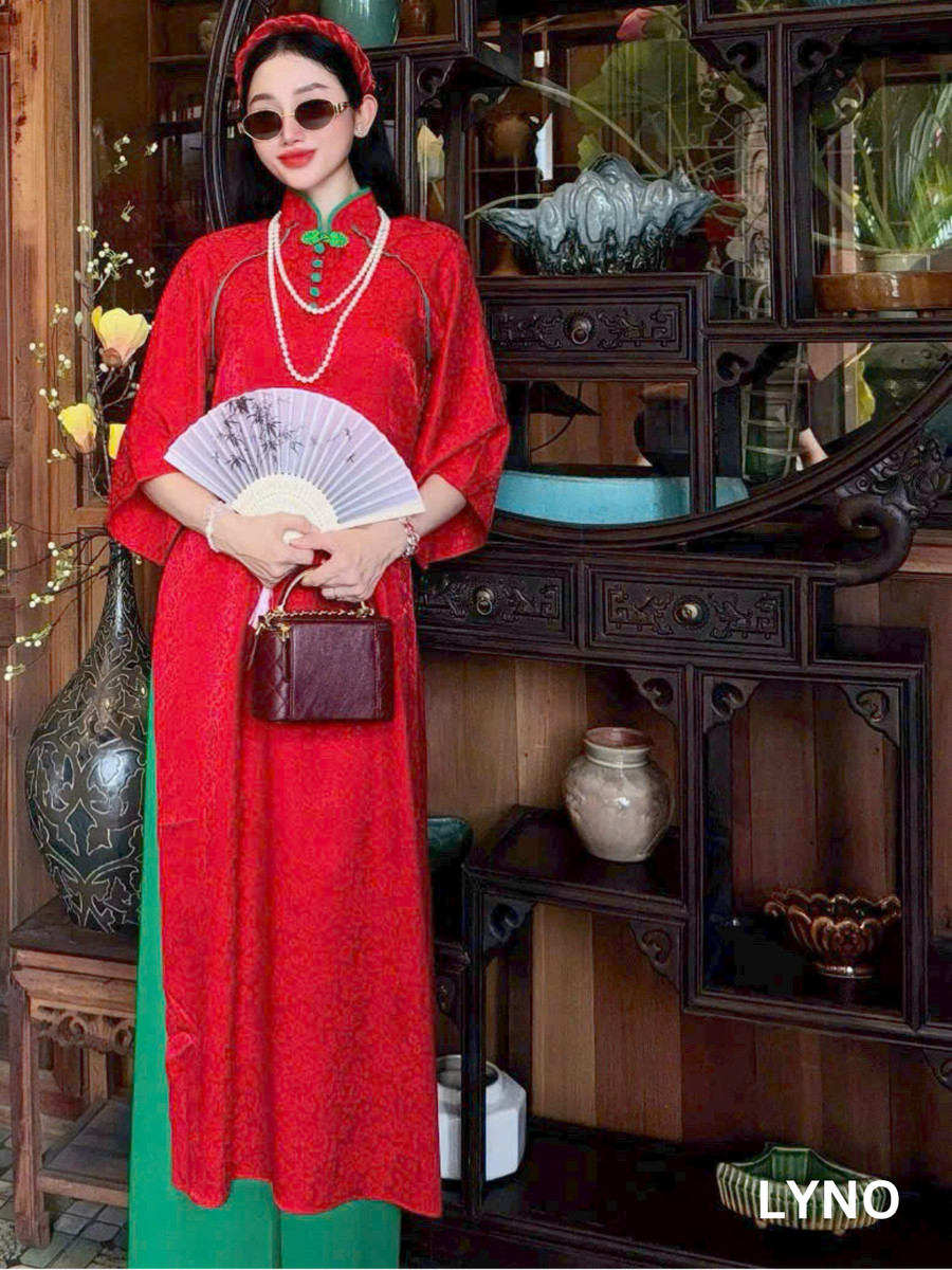 SET ÁO DÀI GẤM CỔ TÀU AL0883