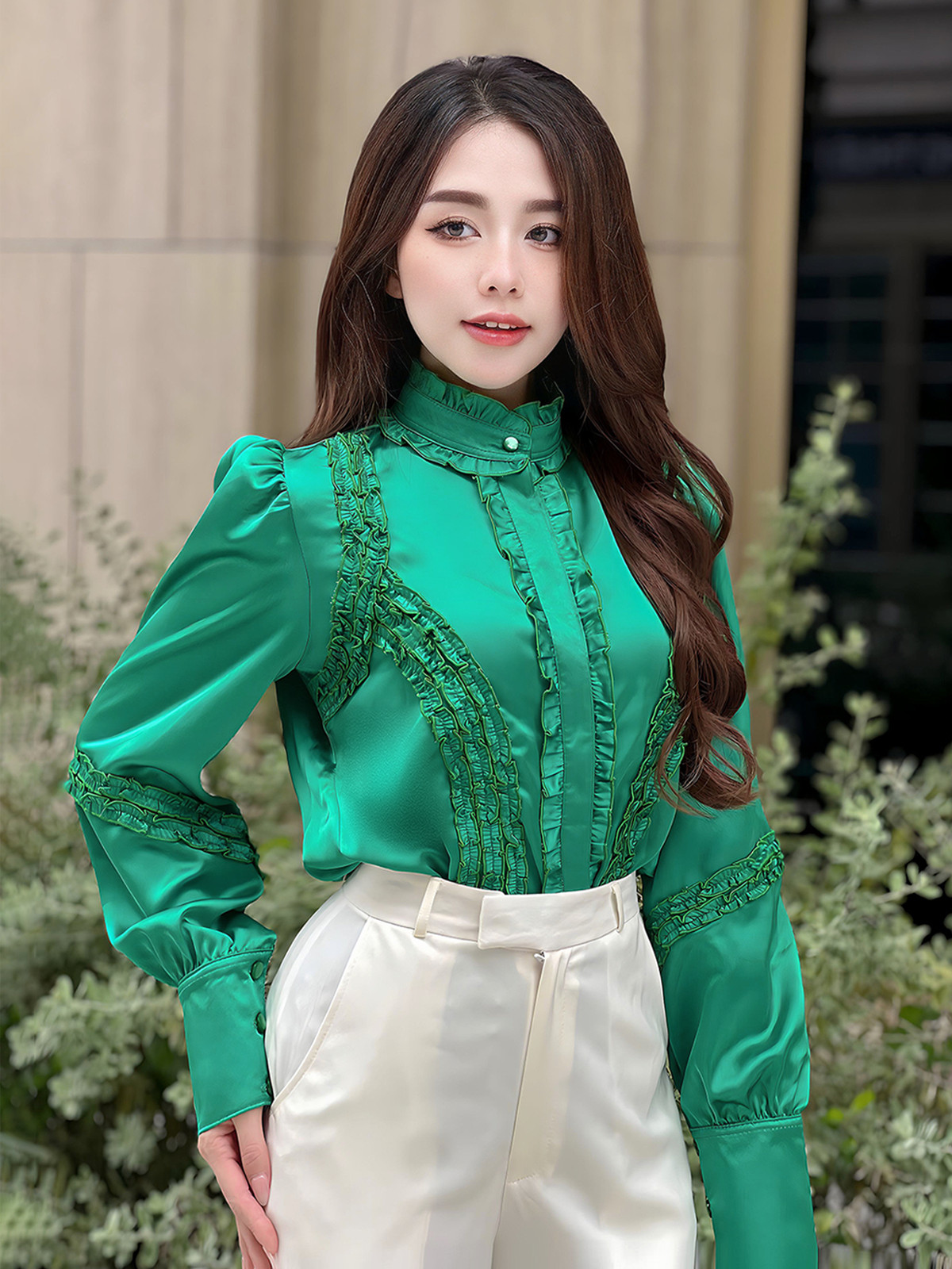 ÁO SƠ MI CAO CỔ DÀI TAY HI0009