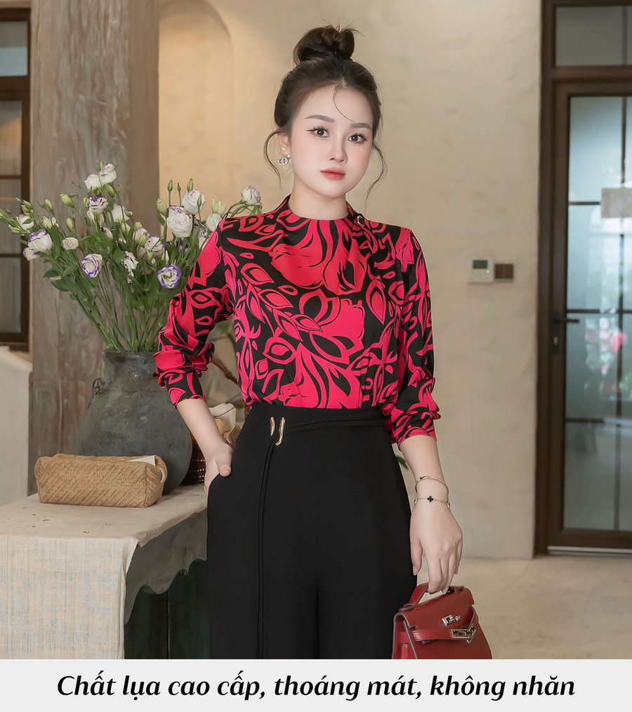 ÁO LỤA HỌA TIẾT AB0513