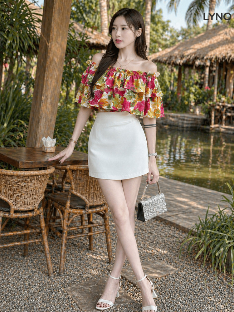 ÁO TRỄ VAI HỌA TIẾT HOA TK0086