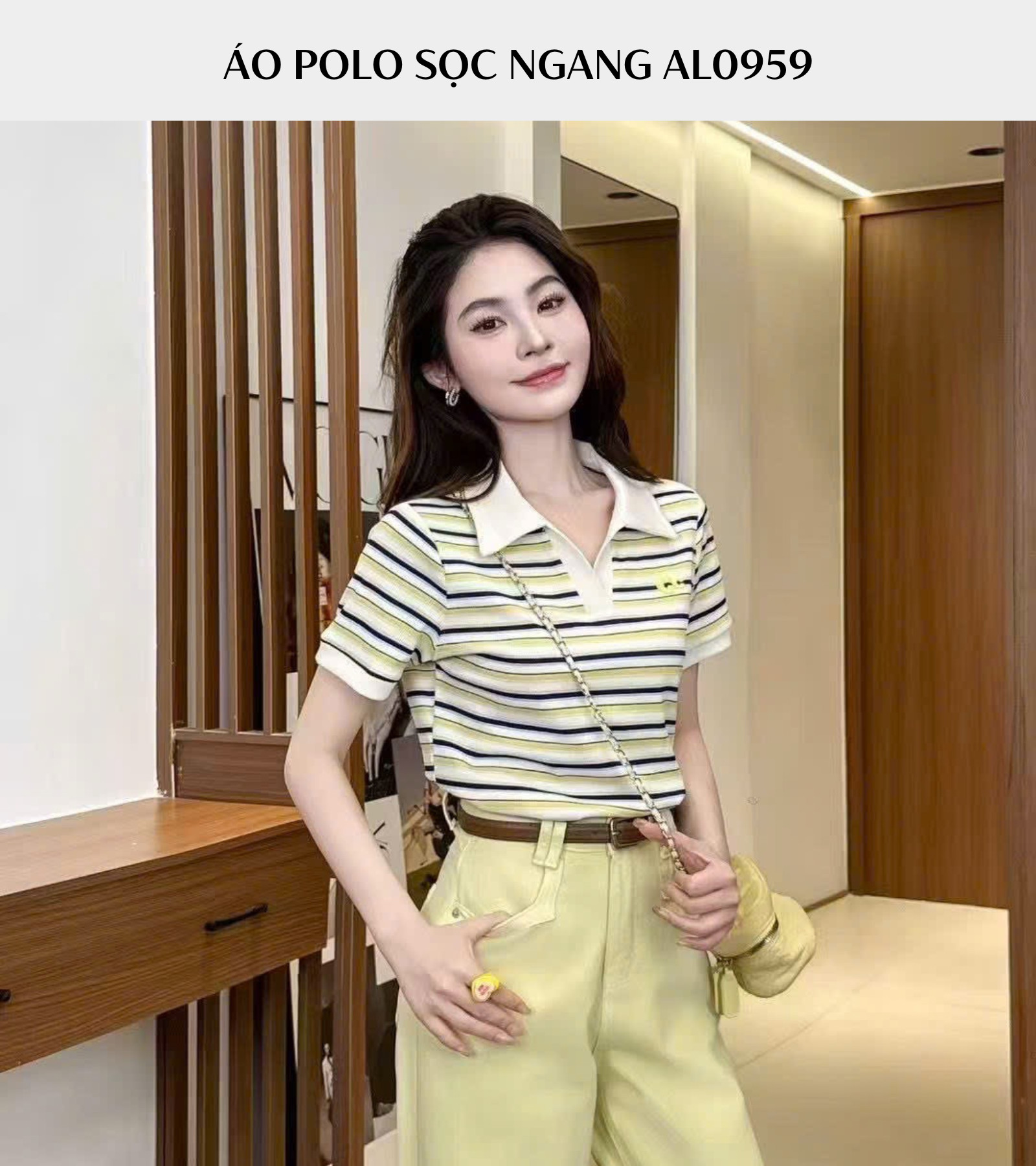 ÁO THUN SỌC NGANG CÓ CỔ AL0959