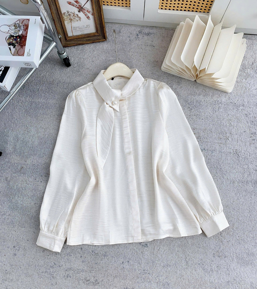 ÁO SƠ MI LỤA CỔ NƠ CÁCH ĐIỆU HI0025