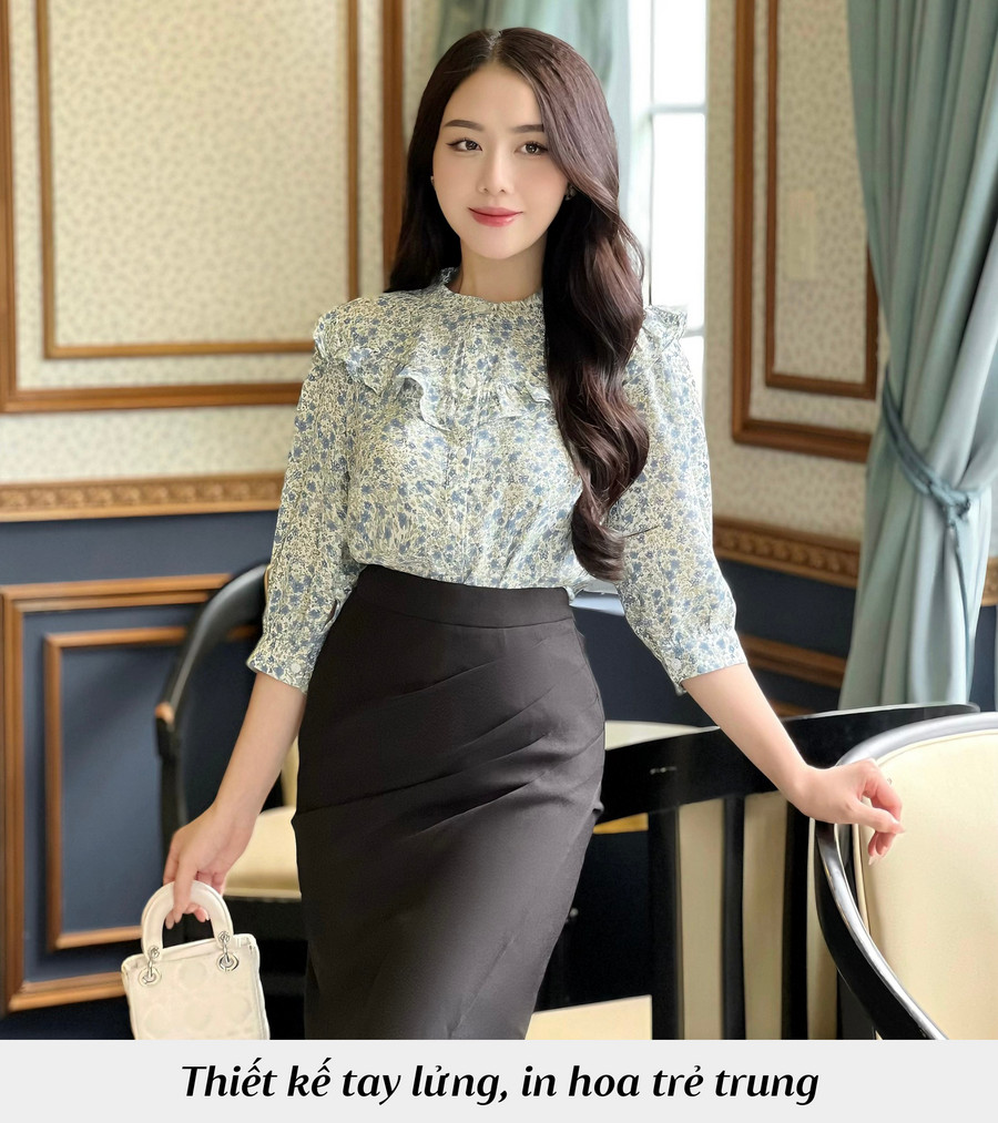 ÁO HỌA TIẾT HOA NHÍ  AB0501