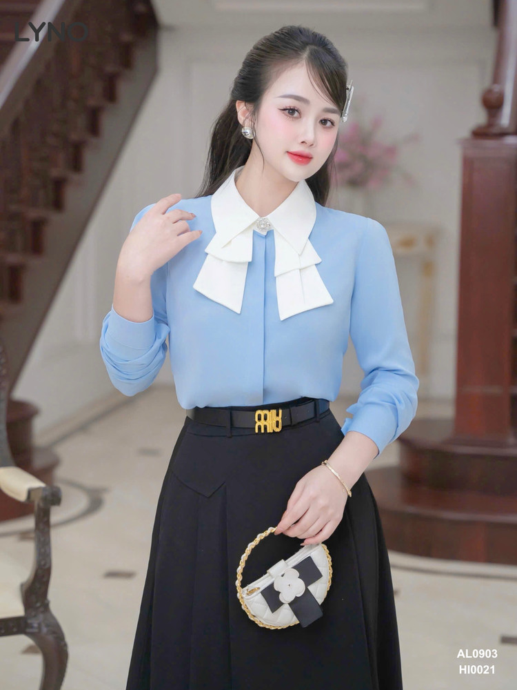ÁO SƠ MI CỔ KIỂU TAY DÀI AL0903 Xanh Dương