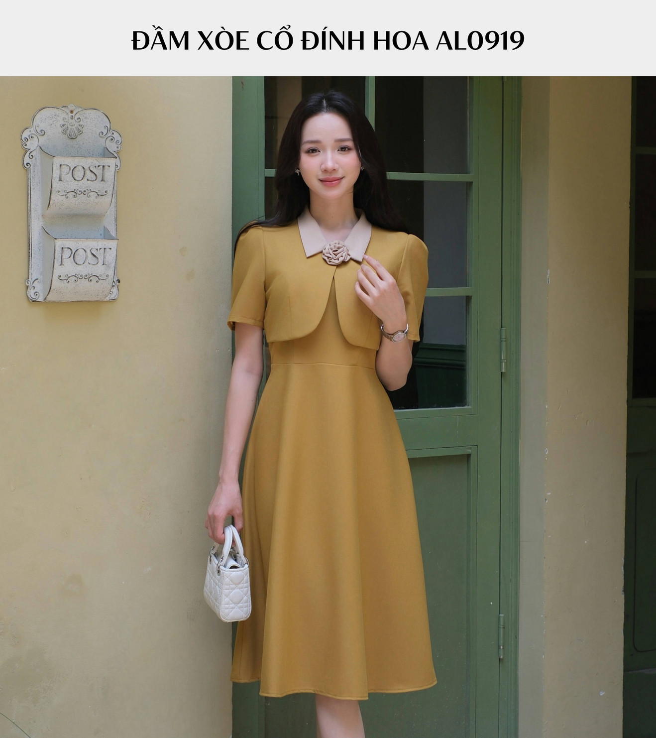 ĐẦM CỔ ĐÍNH HOA AL0919