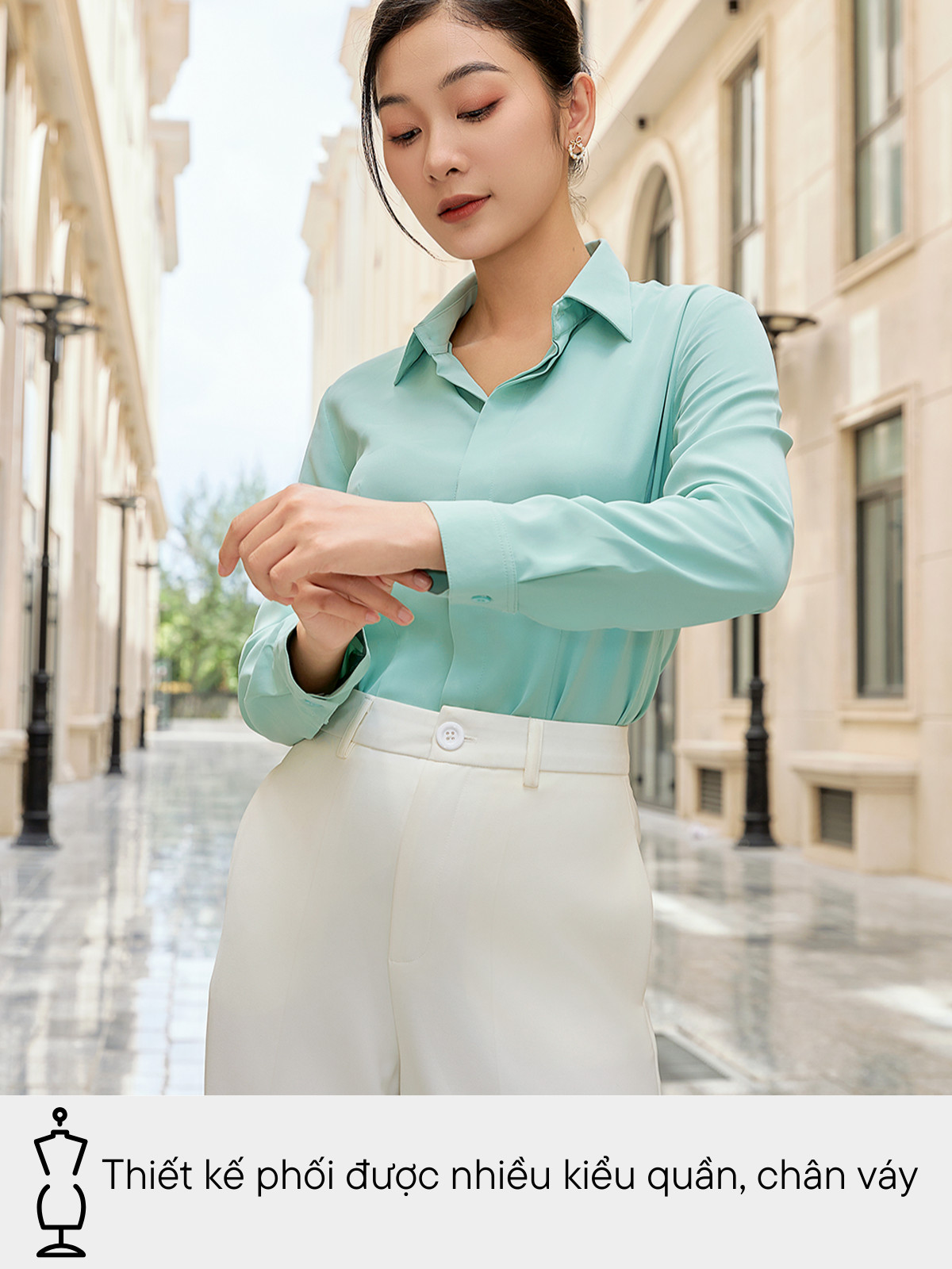 ÁO SƠ MI TAY DÀI CHIẾT EO AB0408