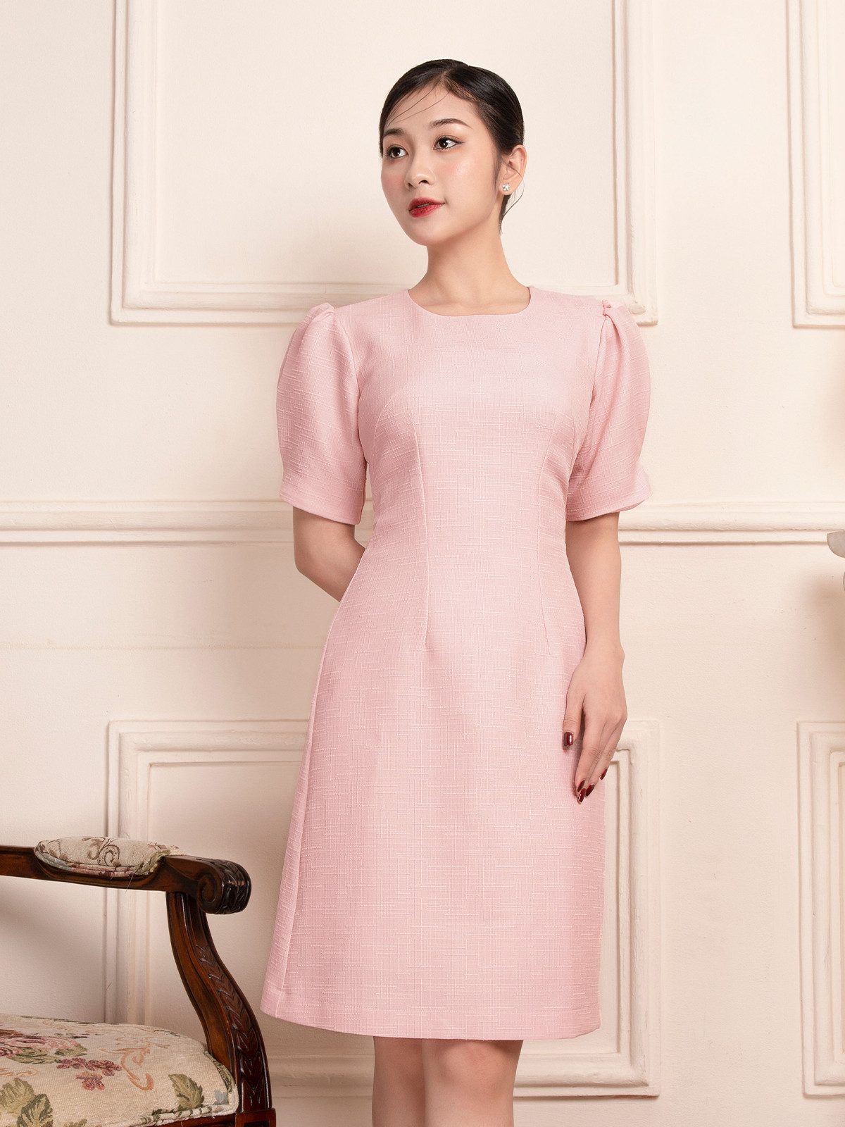 Đầm Công Sở Dáng Chữ A Linen Gân AB0280