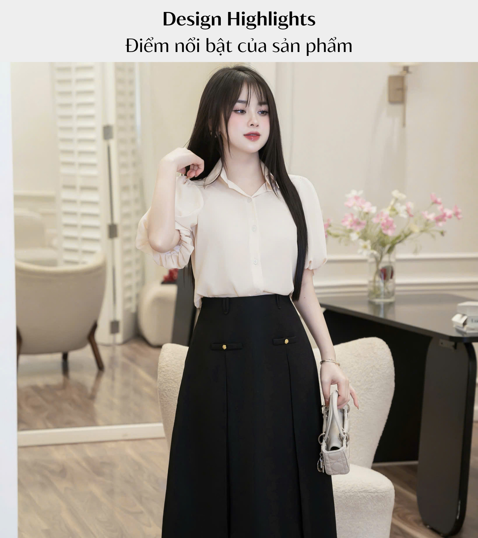 CHÂN VÁY CHỮ A ĐÍNH NÚT AL0814