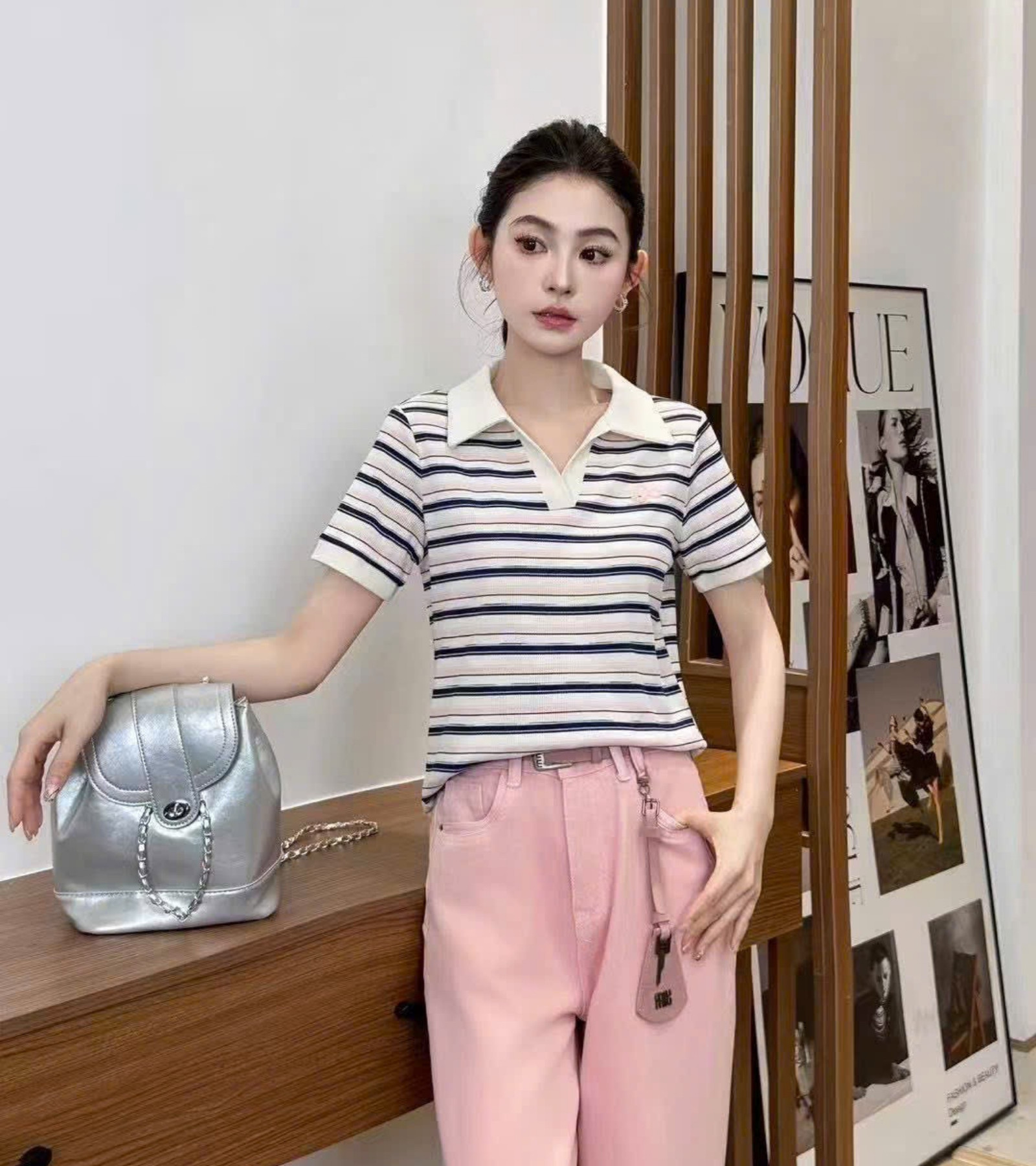 ÁO THUN SỌC NGANG CÓ CỔ AL0959
