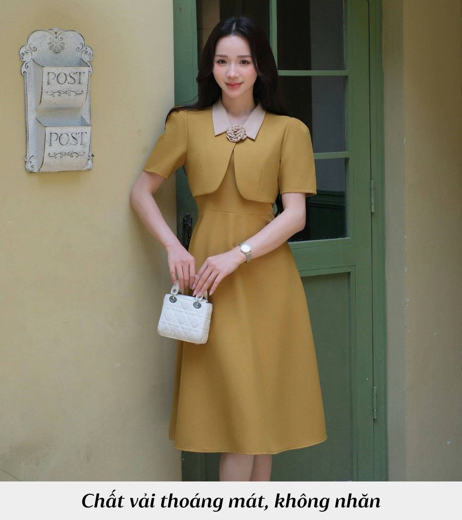 ĐẦM CỔ ĐÍNH HOA AL0919