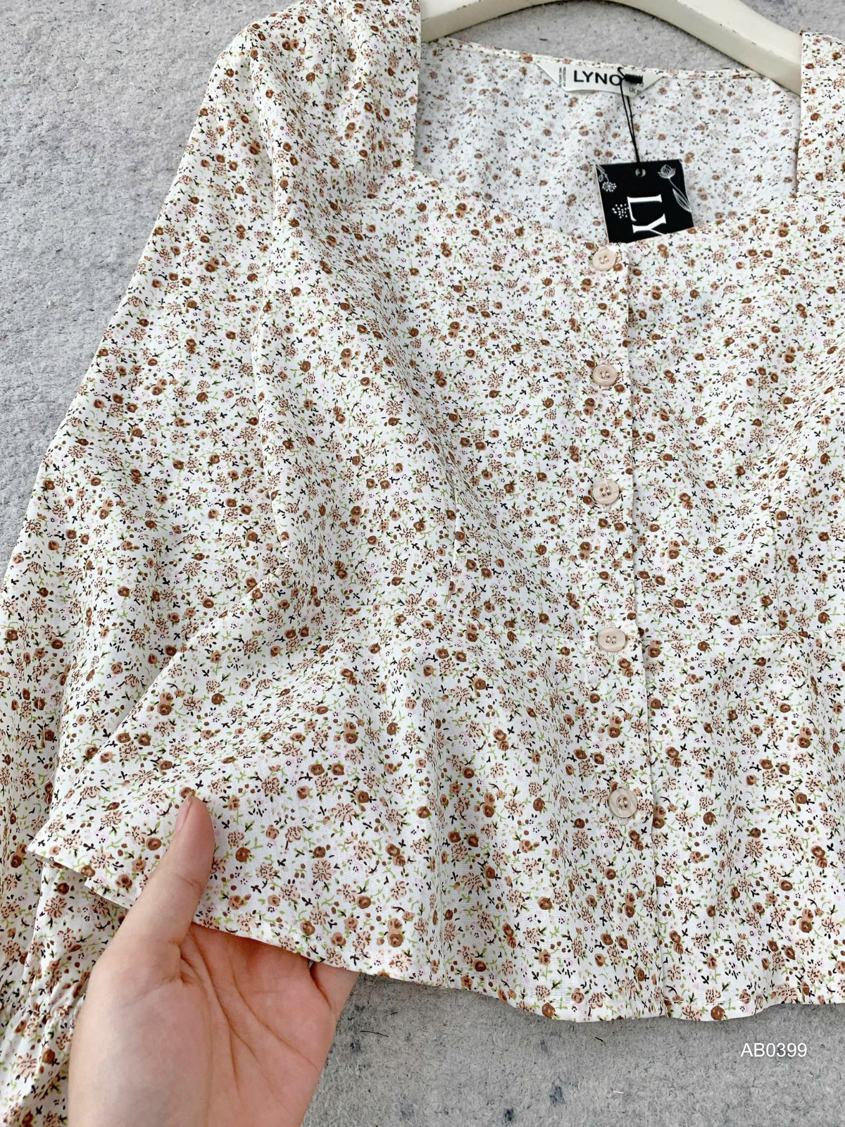 ÁO KIỂU NHÚN TAY HÀN QUỐC AB0399