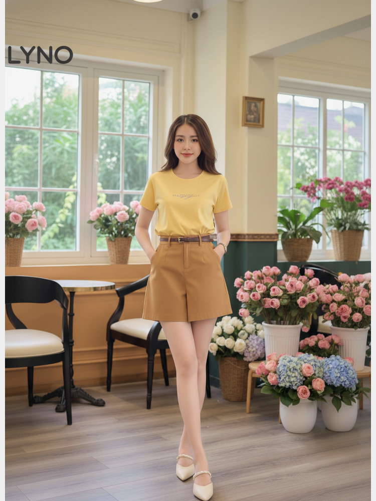 ÁO THUN NGẮN TAY FORM VỪA AL0933 Vàng Nhạt