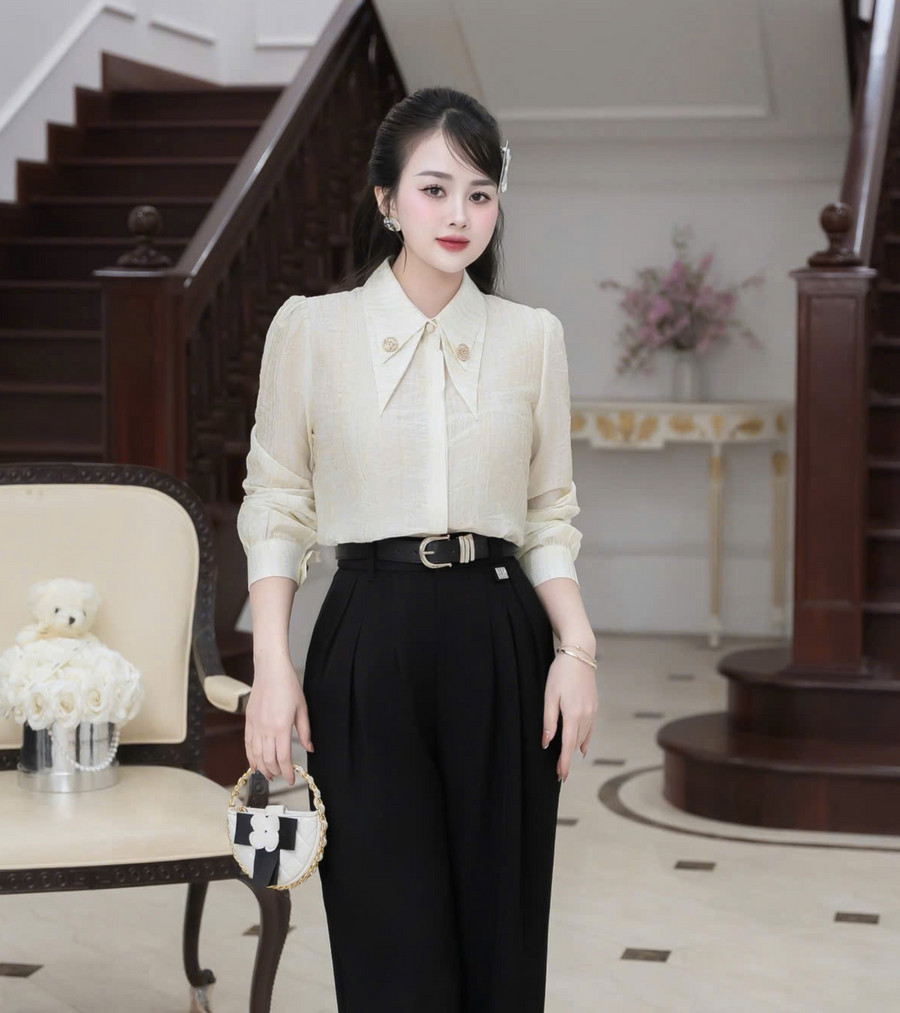 ÁO SƠ MI ĐÍNH KIM TUYẾN TAY DÀI AL0987