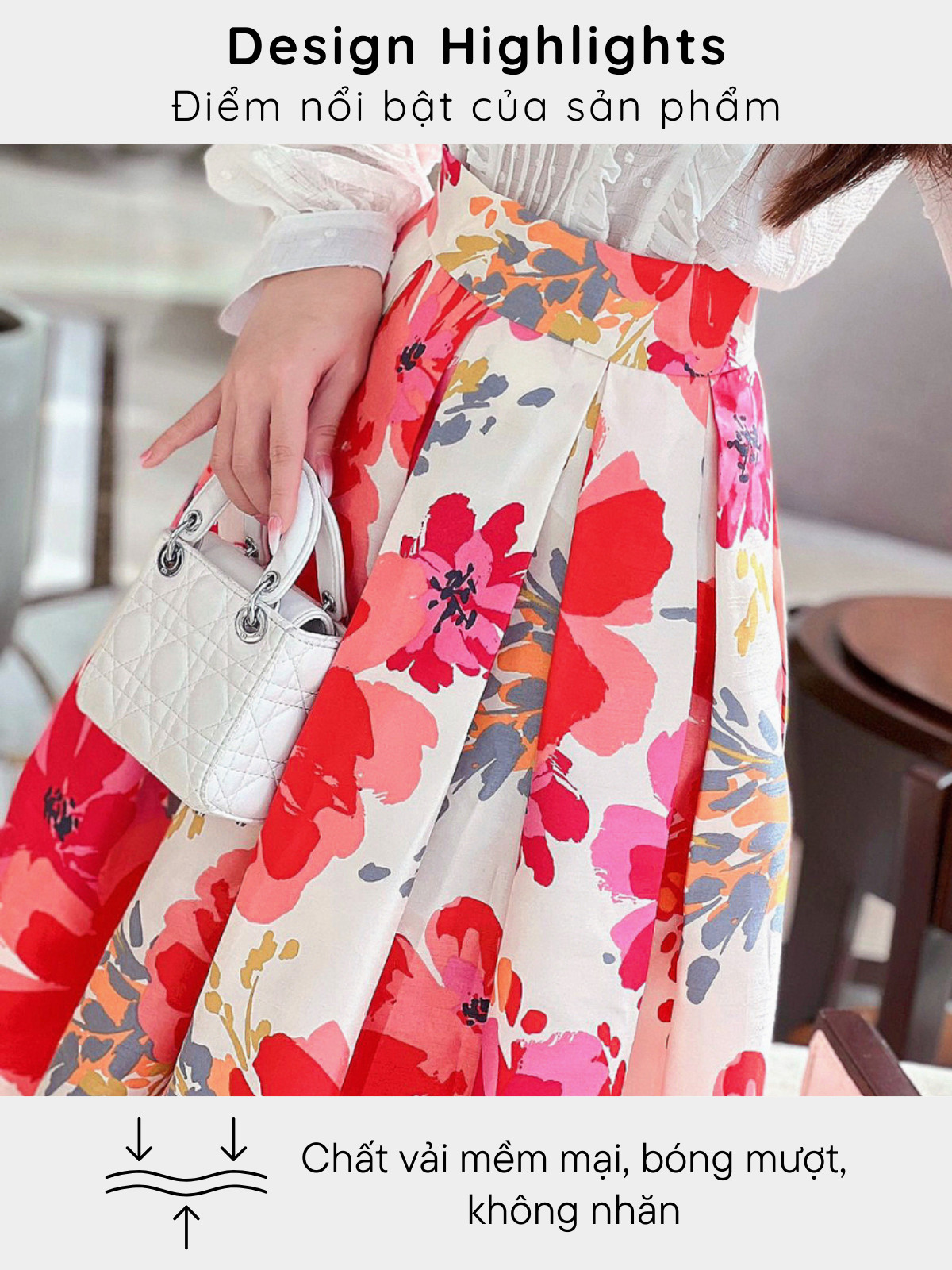 CHÂN VÁY XẾP LY IN HOA TK0056