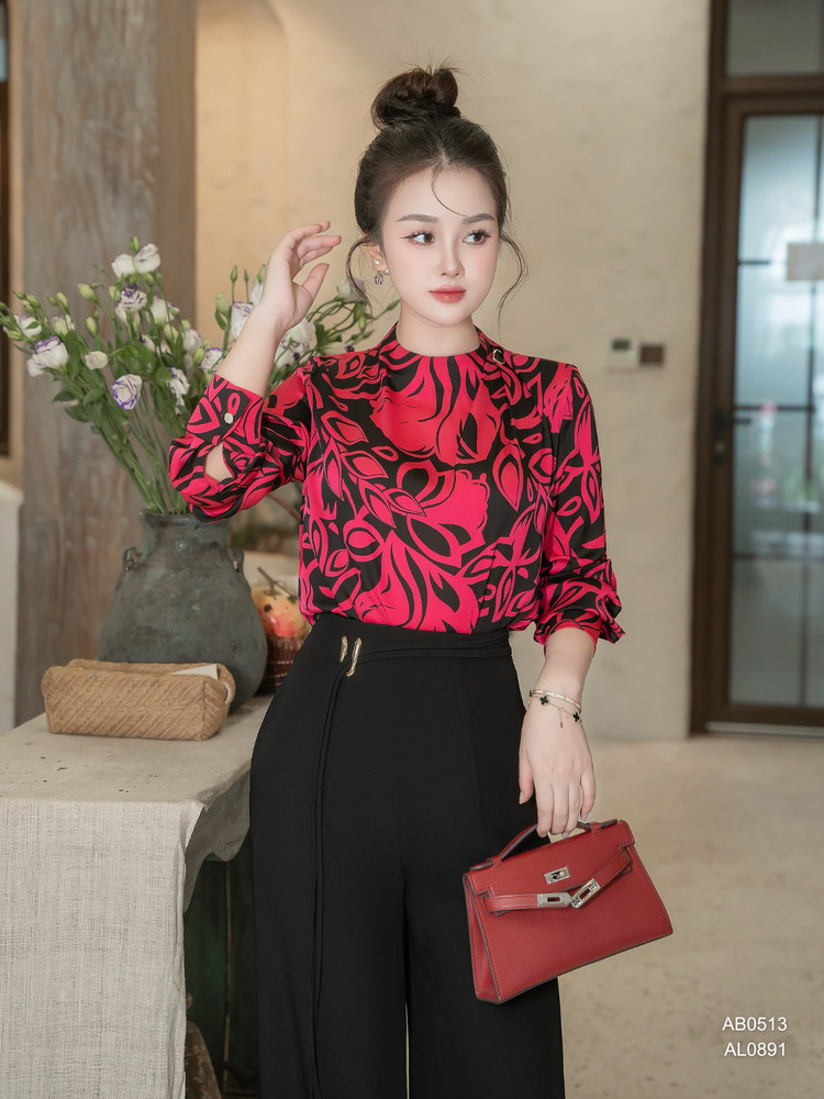 ÁO LỤA HỌA TIẾT AB0513