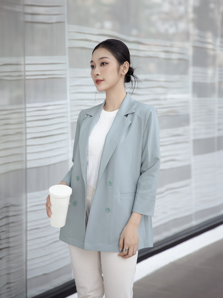 ÁO BLAZER FORM RỘNG CƠ BẢN AB0363 Xanh