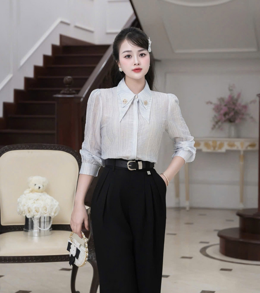ÁO SƠ MI ĐÍNH KIM TUYẾN TAY DÀI AL0987