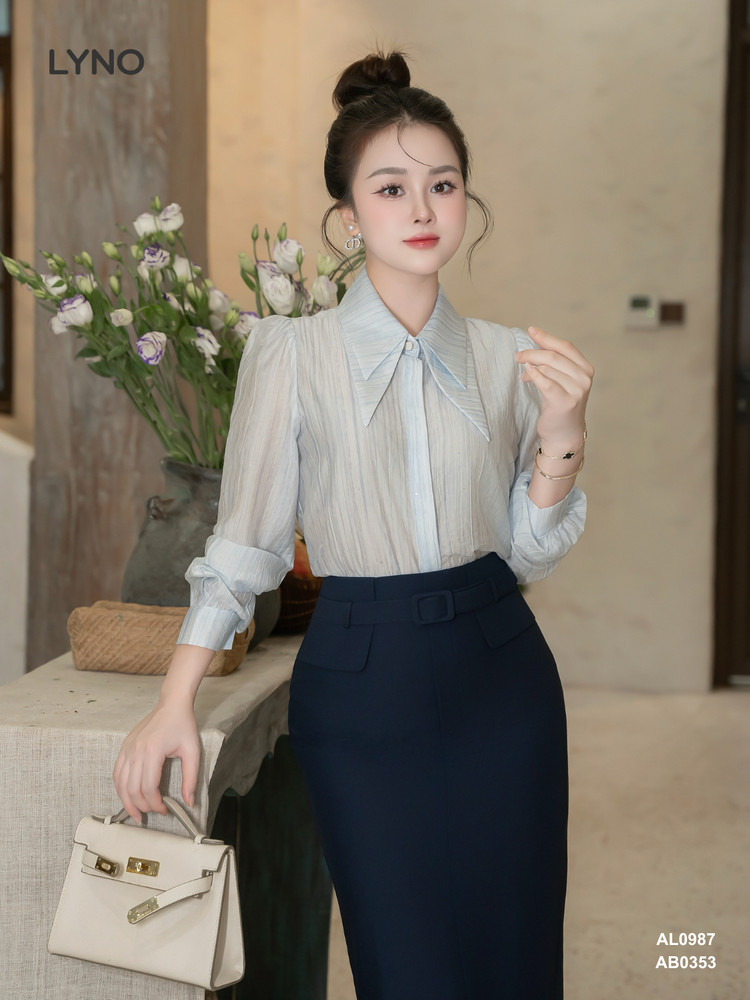 ÁO SƠ MI ĐÍNH KIM TUYẾN TAY DÀI AL0987